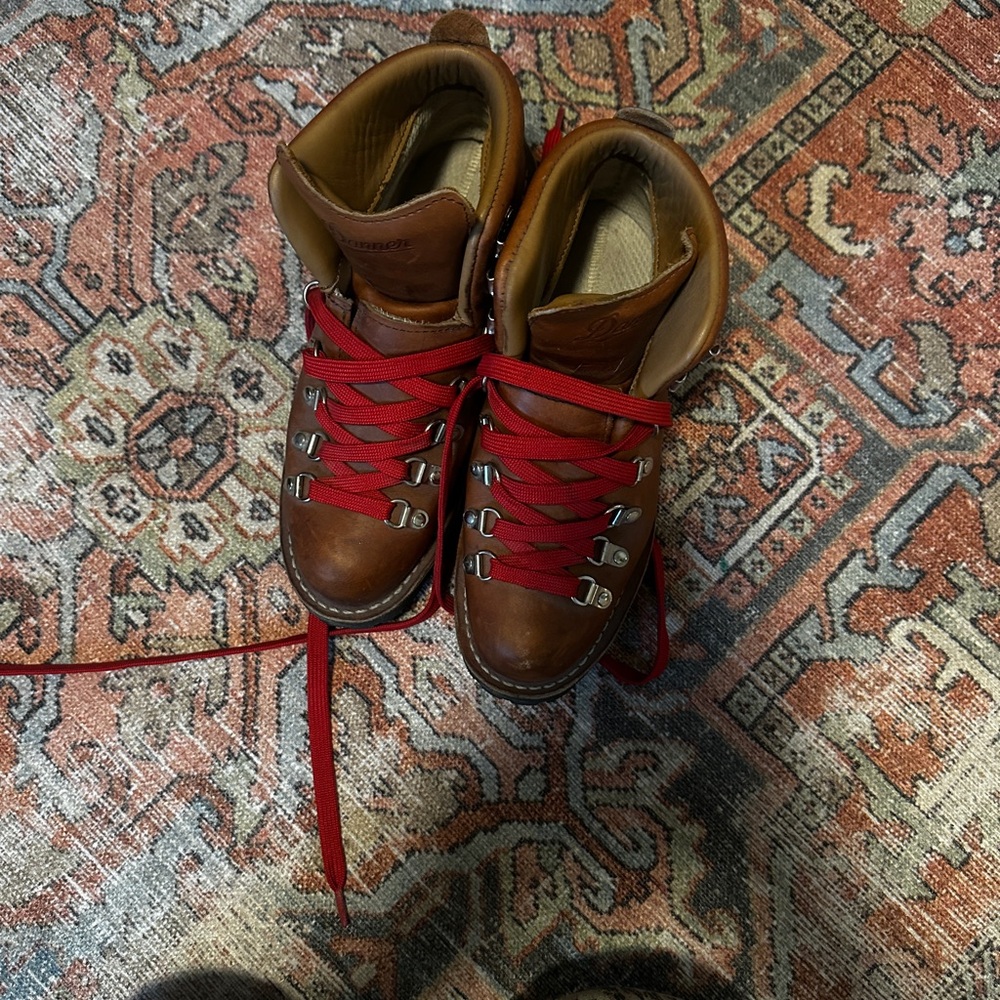 Danner Brown Leather Hiking Boots with Red Laces